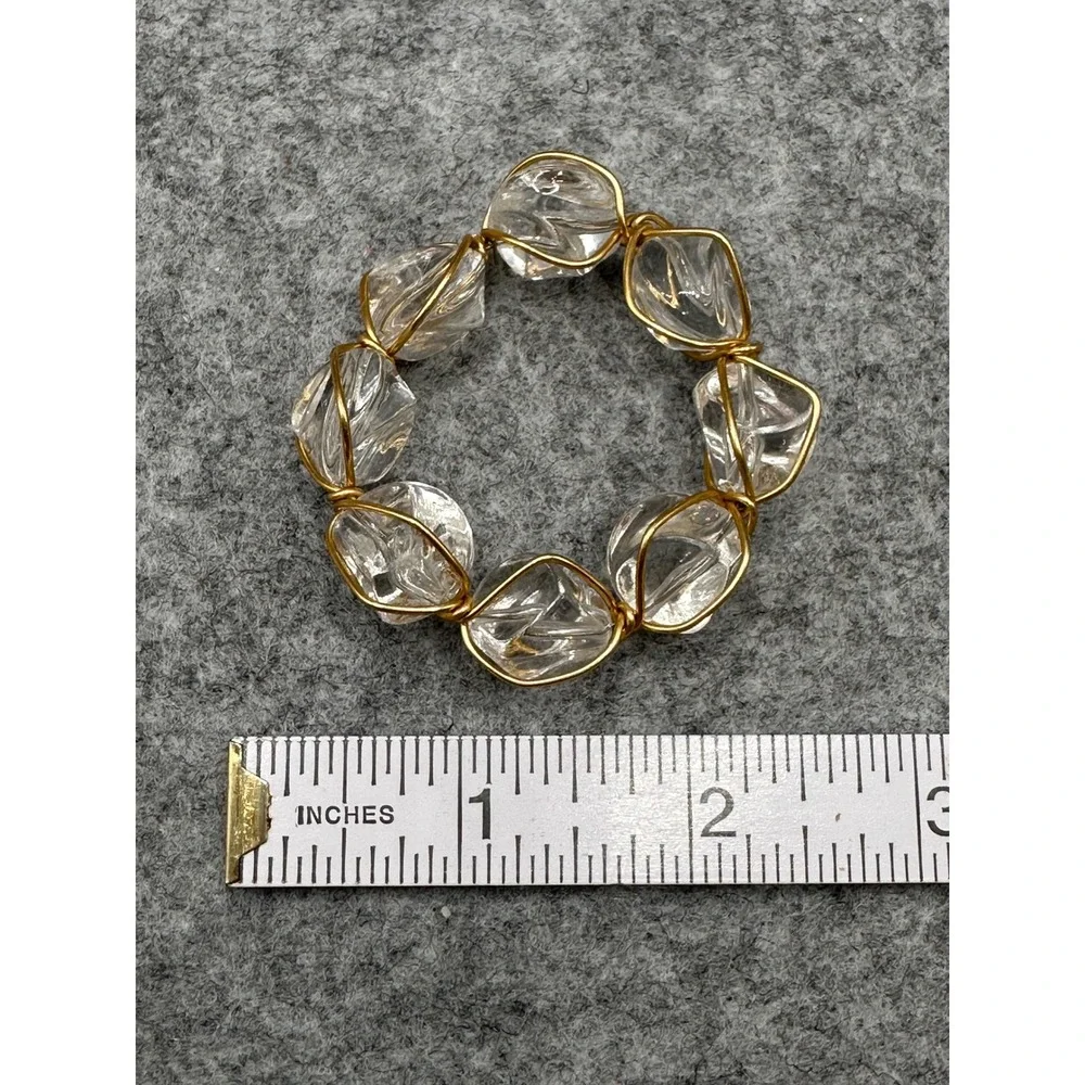 Vintage Gold Wire Wrapped Crystal like bauble Napkin Rings Set of 6